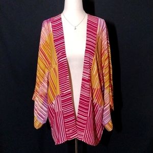 NWOT Cabi Red, Yellow, Pink, Purple & White Open Loose Cardigan Size M